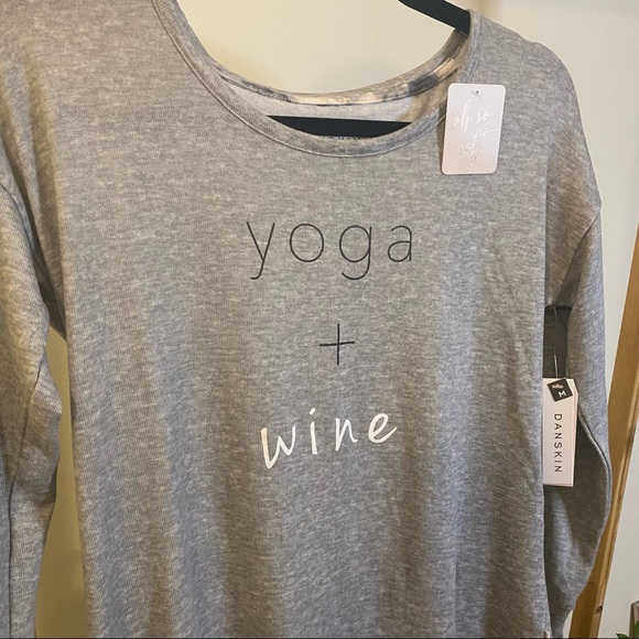 NEW Danskin Yoga + Wine Oh So Soft Lounge Top Shirt Sweater, Medium M, Gray - Picture 2 of 12